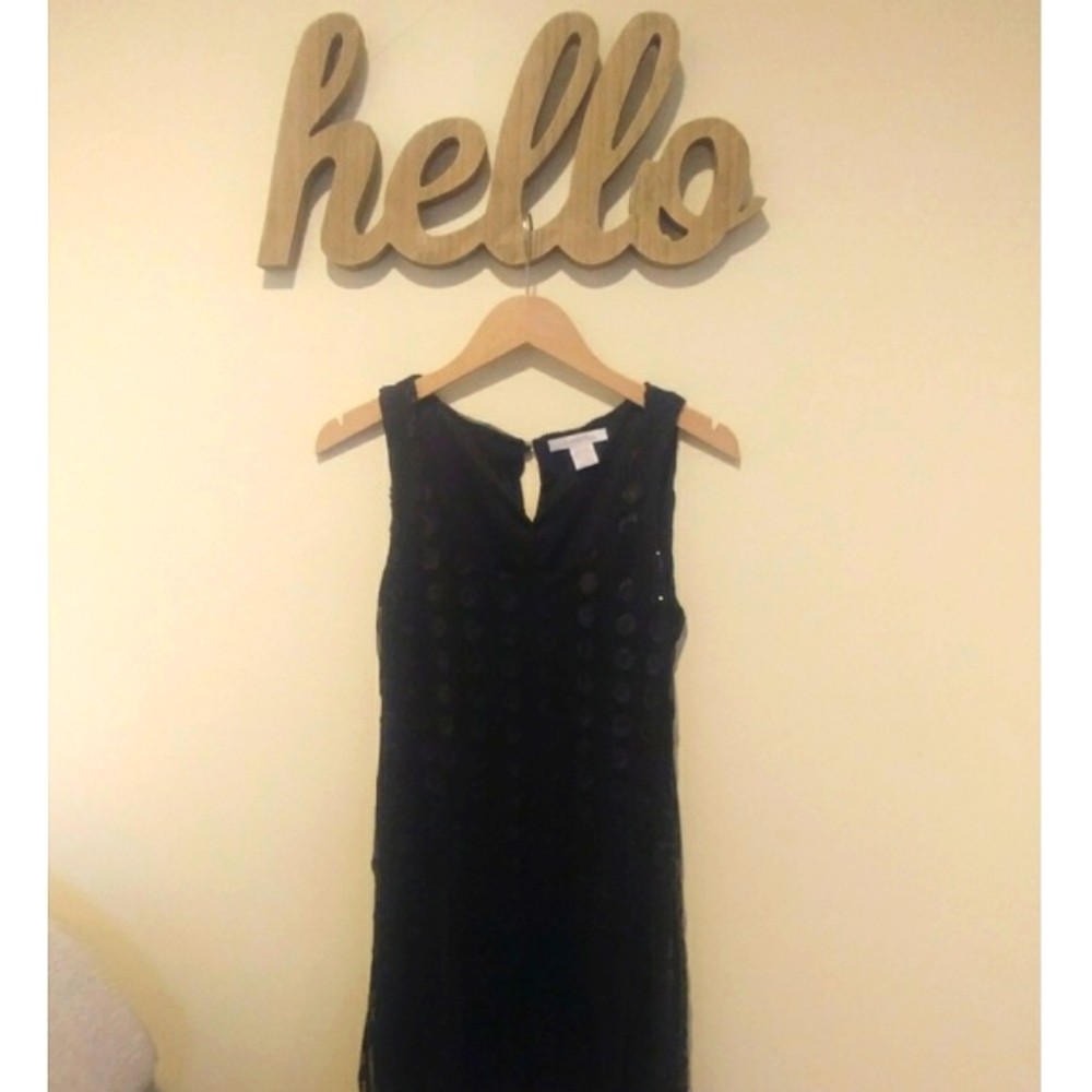 Black Sequin Polka Dot Dress (M)